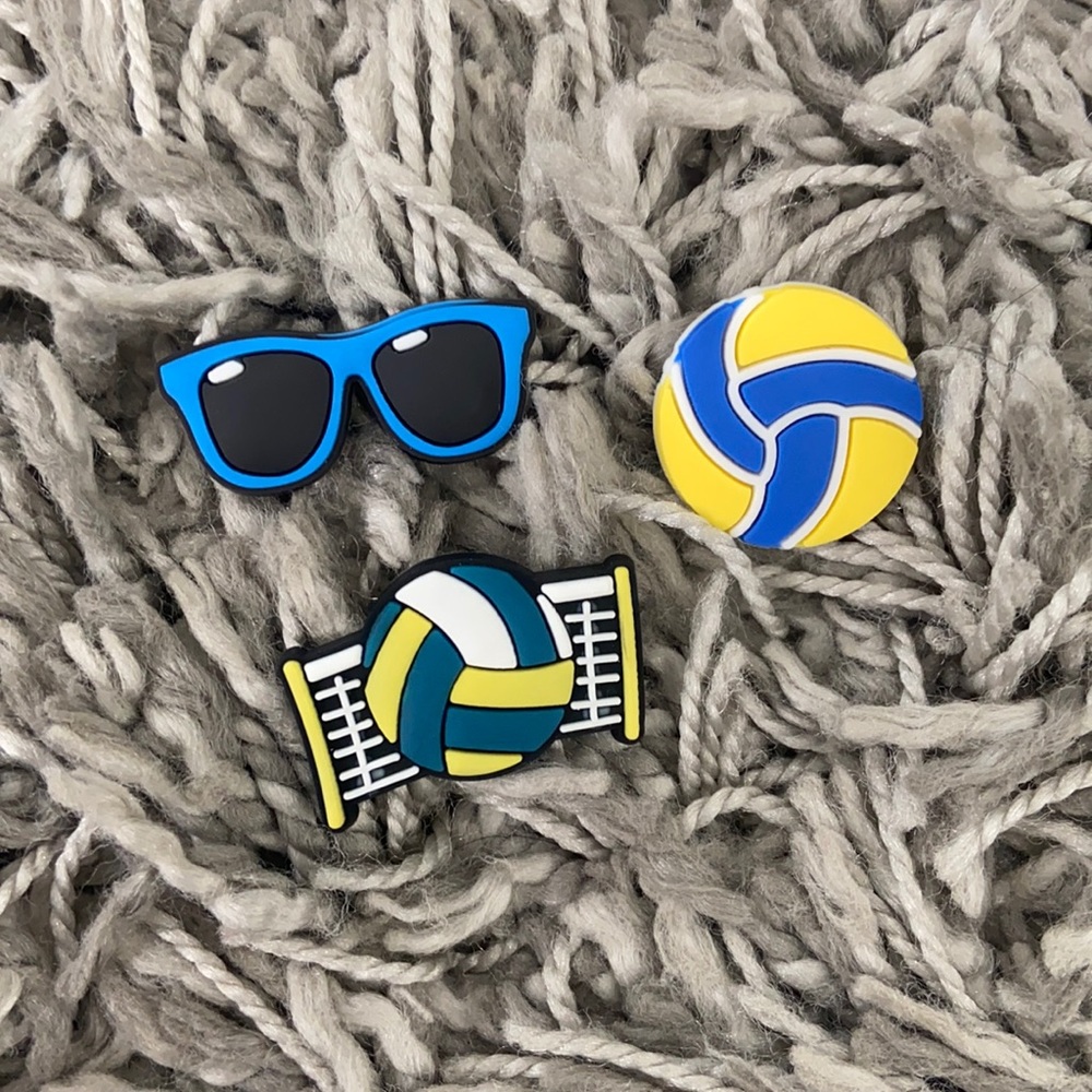 3 Croc Charms! Sunglasses, Volleyball and Net